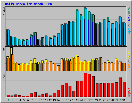 Daily usage for March 2025