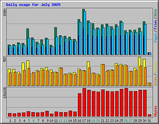 Daily usage for July 2025