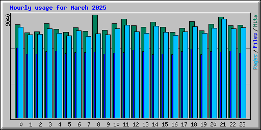 Hourly usage for March 2025
